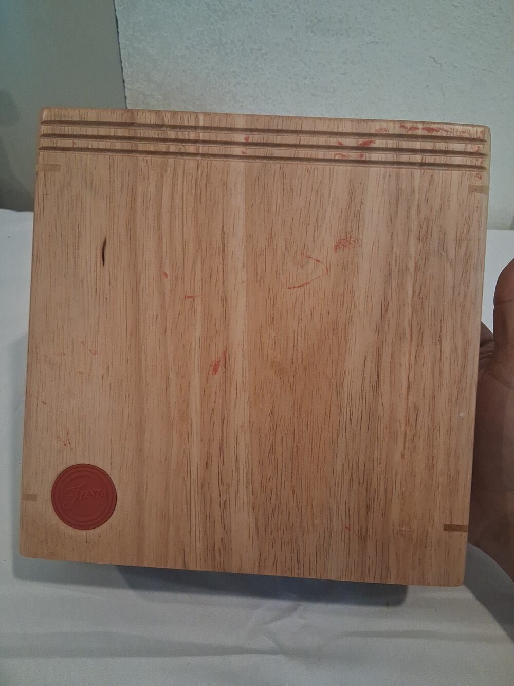 Fiesta Fiestaware Wood Universal Knife Block Set with Scarlet Red Bristle Insert